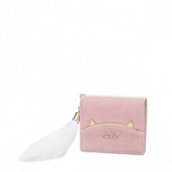 Sztruksowy portfel z pomponem różowy